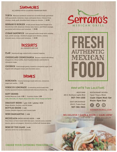 serranos menu|Specials 